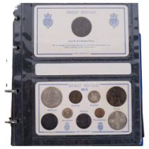 A folder of George V presentation coin gift sets, 1911 to 1926 1911 half penny missing, 1912