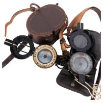 A Second World War Period military compass, marked G.E.C. no. B2328566, later leather case, and