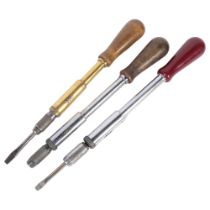 A group of early 20th century "Yankee" ratchet screwdrivers, including a brass-mounted example,