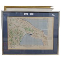 Framed map of Barbados, and a map of Taranto, 44cm x 57cm overall