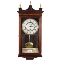 COMITTI OF LONDON - a mahogany-cased 8-day chiming wall clock, with key and pendulum, H55cm