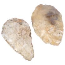 2 Palaeolithic hand axes, both from Farnham in Surrey (Upper Palaeolithic)