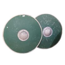 A group of 4 painted fibreglass re-enactment shields, W75cm