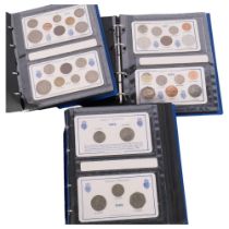 3 albums of Queen Elizabeth II British coin gift sets, date range 1953 to 1990 Some incomplete