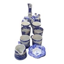 A group of Spode Italian blue and white ceramics, to include bachelor's teapot, candlestick, various