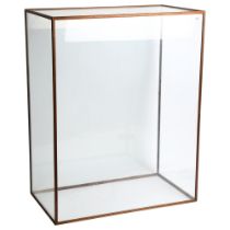 A large rectangular oak-framed display case, 55cm x 69cm x 31cm