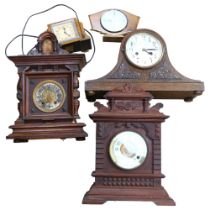 A group of various clocks, including 2 American mantel clocks, a Napoleon mantel clock, an