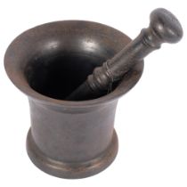 Antique cast-iron pestle and mortar, H14cm