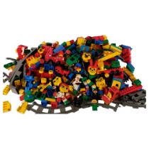A boxful of Duplo building blocks and accessories