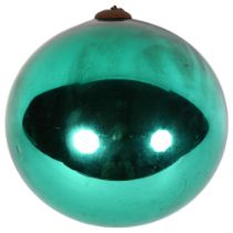 A large green/turquoise lustre witch's ball, diameter 21cm