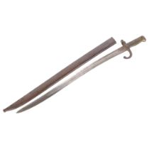 A French model 1866 sword bayonet, length 69cm, and scabbard Good overall condition, surface wear