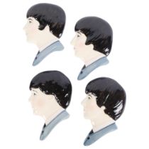 Moorland Pottery, 4 plaques depicting The Beatles, L12cm