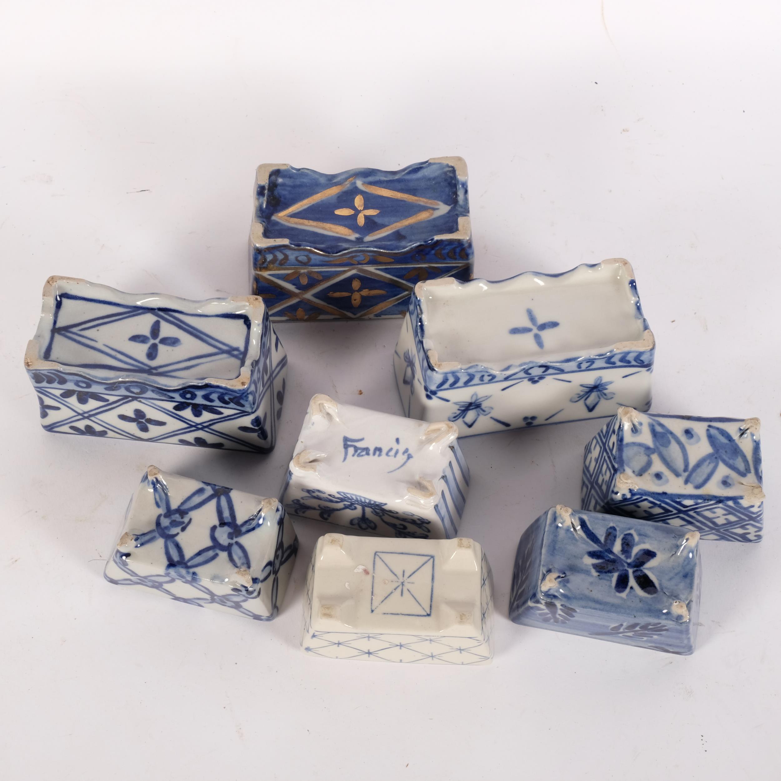 8 Delft pottery flower bricks, largest length 11.5cm (3) Good condition - Image 2 of 2