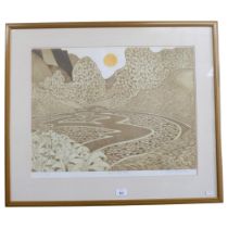 John Brunsdon, artist's proof, 11/14, the River Wye, 67cm x 79cm overall, framed