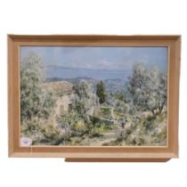 G Deschamps, French landscape, "Mas Dans L'Esterel", 49cm x 68cm