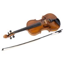 BOOSEY & HAWKES - a full-size violin, with associated bow, label to the inside reading "Golden