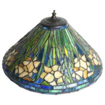 A Tiffany style coloured leadlight table lamp shade, diameter 43cm