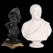 A Parian Ware bust of Gladstone, by James Baker & Co, H32cm, and a composition bust on brass plinth
