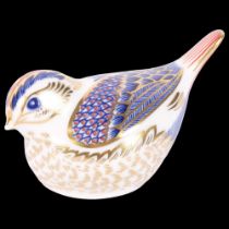 A Crown Derby paperweight, study of a Gold Crest, gold stopper Good condition