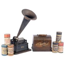 EDISON STANDARD PHONOGRAPH - a Victorian Edison Standard phonograph wax cylinder player, complete