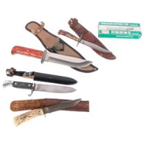 4 various knives, including a Tramontineina (Brazil), and another with a fleur-de-lis design to