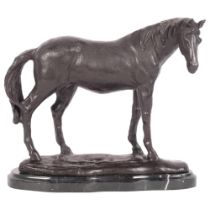 A bronze sculpture of a horse on marbled base, H22cm