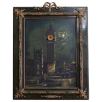 An Antique musical Big Ben clock picture, 65cm x 55cm overall, with ormolu mounts (A/F)