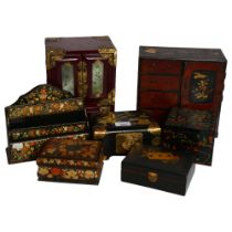 A collection of various Oriental boxes, desk stand etc (7)