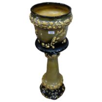 WARDLE, ENGLAND - a Majolica jardiniere and matching pedestal, H90cm Good overall condition, no