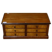 A Victorian mahogany table-top chest of 6 short drawers, L58cm