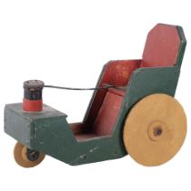 A Vintage scratch-built pull-along wooden children's toy, made by World War I veteran Colonel JFH