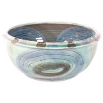 Art pottery bowl by John Solly, Peasmarsh, Rye, 24cm across