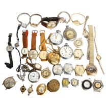 A quantity of pocket watches and various Vintage wristwatches