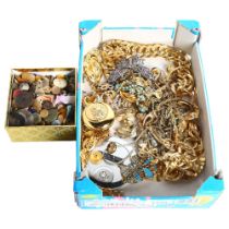 A tray of Vintage and other gilt-metal costume jewellery, necklaces
