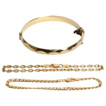A group of gold jewellery, to include a 9ct gold bracelet (1.9g), a 14ct gold bracelet, by The