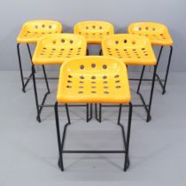 HILLE - a set of six contemporary Pepperpot stacking school stools. With impressed maker's marks.