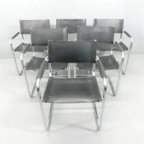 A set of six mid-century style cantilever arm chairs in the manner of Mart Stam S34, with black