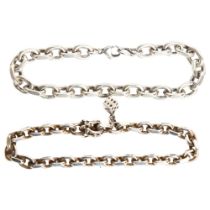 2 sterling silver open chain link bracelets