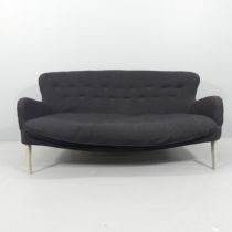 ERNEST RACE - A mid-century DA1 1st edition sofa with aluminium legs in black boucle upholstery, ca.