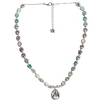 SWAROVSKI - a gem set teardrop design necklace, with teardrop pendant, boxed