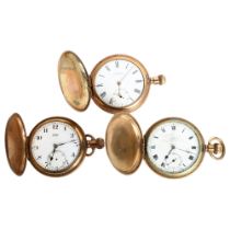 A group of 3 gilt-metal top-wind full hunter pocket watches, all in A/F condition, including an A.