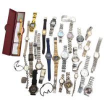 A tray of modern wristwatches, various quartz movements and brands