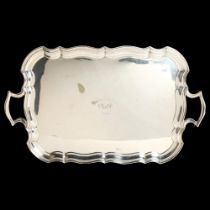 A large silver plated 2-handled serving tray, engraved 1926, W68cm
