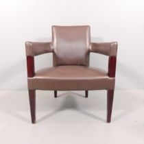 A contemporary design leather lounge chair. Overall 65x82x66cm, seat 55x39x52cm. WITH THE OPTION