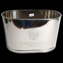 A large chromed Champagne bucket, H25cm, L17cm, D28cm