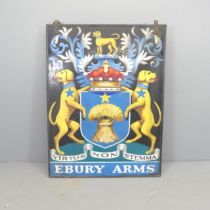 A large painted pub sign "Ebury Arms". 92x126cm. Good condition. The only pub we can find of this