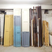 Six pairs of various Georgian shutters, and parts to a four poster 4'6" double bed. Two pairs of