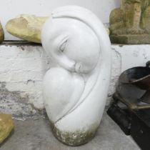 A composition Art Deco style garden sculpture, abstract study of a mother and child. 40x70cm.