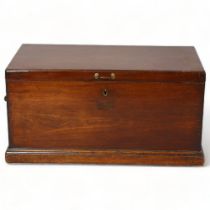 A George IV mahogany document box with sectioned interior and brass fittings, height 45cm, 90 x 47cm