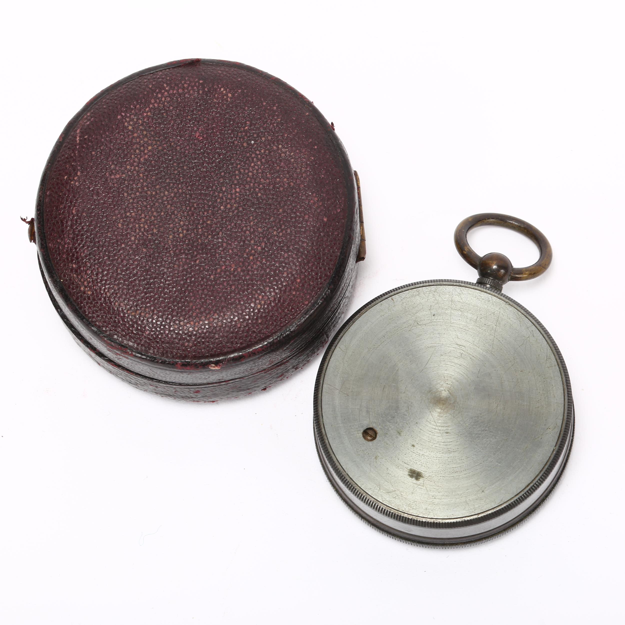 Victorian pocket surveying aneroid compensated barometer, by J H Steward The Strand London, gun- - Image 3 of 3